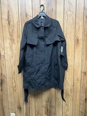 Time and Tru Black Women's Trench Coat with Belt